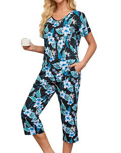 Conjunto de Pijamas Casuales para Mujer, Diseño Personalizado al por Mayor, 100% Algodón, Transpirable, Suave, de Manga Corta, Estampado Completo, Tejido de Punto - Product Image 4