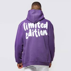 100% coton surdimensionné 300 GSM hommes bouffée impression sweat à capuche couleurs personnalisées bouffée impression pull à capuche hommes - Product Image 5