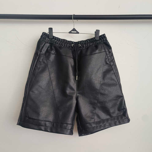 Shorts pour hommes nouveauté Short cargo en cuir pour hommes, couleur personnalisée, taille haute, short unisexe solide à cordon de serrage - Product Image 4
