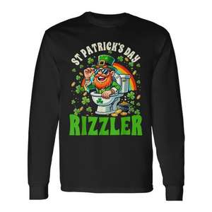 Camiseta de manga larga para niños Rizzler del Día de San Patricio, diseño de duende verde - Product Image 1