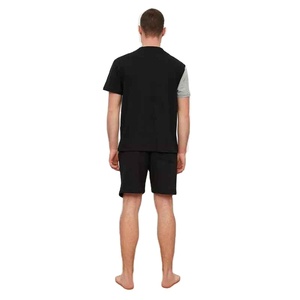 Men's Color Blocking T-Shirt And Shorts Set Crew Neck Casual Summer Wear 100% Cotton Knitted Breathable Outfit - Product Image 3