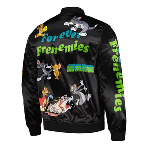 แจ็กเก็ตผ้าซาตินสำหรับผู้ชายงานตามสั่งเสื้อแจ็กเก็ตเบสบอลบอมเบอร์เลตเทอร์แมนดีไซน์สตรีทปักลาย - Product Image 3