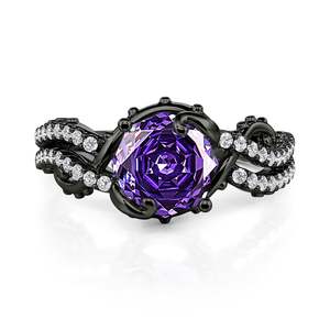 Jeulia <b>Black</b> Intertwined Purple Rose Cut Fine Engagement <b>Ring</b> - Product Image 1