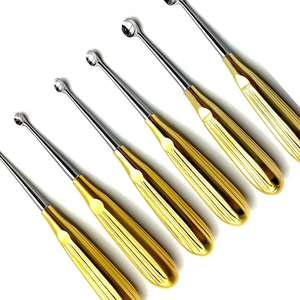 Curette osseuse chirurgicale orthopédique 17 cm coupe ovale pointue à tige droite matériau en acier inoxydable poignée dorée norme de sécurité MOL - Product Image 4