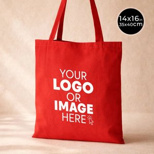 Bolsa de Mano Roja Personalizada de Lona de Algodón Premium de 300 GSM, 14x16 Pulgadas, con Impresión de Logotipo Personalizado, Bolsas Reciclables - Product Image 1