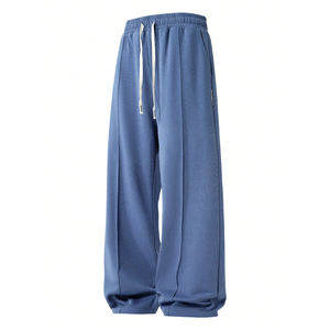 กางเกงวอร์มขายดีปี 2026 ผลิตจากโพลีเอสเตอร์ 100% เป็นมิตรกับสิ่งแวดล้อม ทรงโอเวอร์ไซส์ สไตล์ลำลอง สีดำฟอกแบบดิสเทรส ขากว้าง - Product Image 2