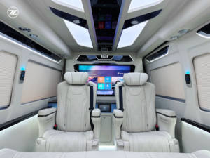 Conversion de fourgon Aspire |   7 places, sièges en <span class=keywords><strong>cuir</strong></span>, intérieur blanc, séparateur d'intimité, transmission automatique, LED, luxe pour Hiace - Product Image 6