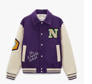 Chaquetas Varsity Personalizadas con Parches de Chenilla, Chaquetas Varsity de Lana y Cuero Estilo Urbano, Chaquetas Varsity Bordadas con Letras para Hombre, Chaqueta Bordada - Product Image 5