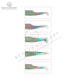Rainbow Multi Color Best Selling Latest 5 Pieces Diamond Handle Volume Eyelash Extension Tweezers with <b>Box</b> Eco-Friendly - Product Image 4