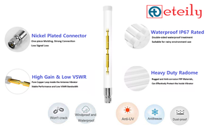 Antenne en fibre de verre GSM 8dBi robuste à Gain élevé avec connecteur droit mâle N, usage extérieur - Product Image 3