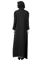 Sanash Collections – Abaya noire à manches longues pour femme, style ethnique, imprimé numérique, en polyester, avec hijab intégré, design unique