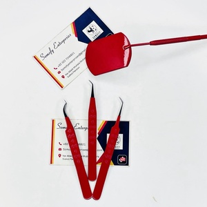 Pinzas para Pestañas Profesionales de Alta Calidad Somofy Enterprises con Logotipo Personalizado, Color Rojo, Punta Suave de 10 mm, Acero Inoxidable Espejo - Product Image 1