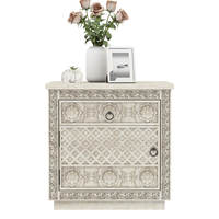 Table de Chevet Pliante Africaine Sculptée à la Main de Qualité Supérieure, Finition Bois Unique, Design Moderne, Rangement Spacieux, Idéale pour Entrée d'Appartement Élégante