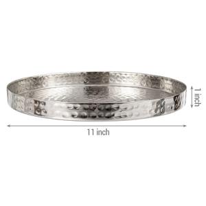 Table en métal martelé moderne Plateau Ottoman Décoratif Floral Fruit-Thème pour Anniversaire Diwali Mariage Ramadan Baptême Occasions - Product Image 2