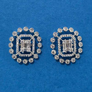 Handmade Fashion <b>Dangle</b> <b>Earrings</b> with CZ Tops 2 Tone Rhodium Plating Exquisite Mehndi Design Top Indian Exporter - Product Image 3