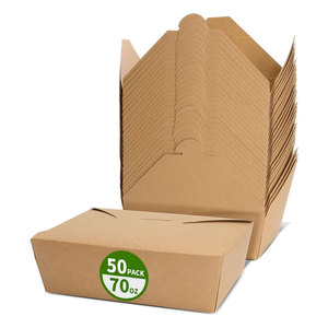 กล่องใส่อาหารสีน้ำตาลกระดาษคราฟท์เข้าไมโครเวฟได้กล่องอาหารกลางวันทนต่อไขมัน #3ขนาดใหญ่ทนทาน - Product Image 6