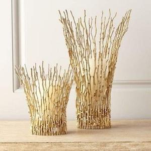 ชุดแจกันดอกไม้สุดฮิต 2 ใบ สำหรับตกแต่งบ้าน สีทอง ดีไซน์ทันสมัย สำหรับบ้านและโรงแรม กระถางต้นไม้โลหะ แจกันตั้งโต๊ะ - Product Image 4