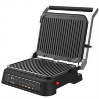 Parrilla de Contacto Digital, Sandwichera Eléctrica de 4 Rebanadas con Placas de Visualización LED de Colores, Prensa para Panini Antiadherente