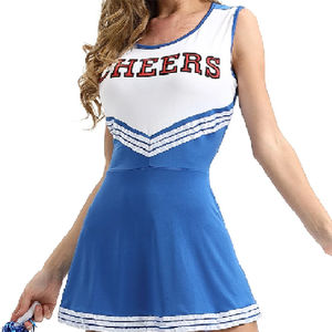 Uniformes de Animadoras para Niñas, Venta Caliente, Azul y Blanco, Tops y Shorts Personalizados al por Mayor, 100% Poliéster de Secado Rápido - Product Image 3