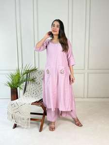 Ensemble de travail Vetican personnalisable avec poche, coupe trapèze, style Plazo, OEM/ODM, tenue ethnique pour femmes, pour un style polyvalent - Product Image 6