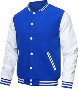 Chaqueta de béisbol universitaria para hombre High Street Style Varsity Fleece Body con manga de piel sintética CollegeBaseballjacket para hombre - Product Image 2