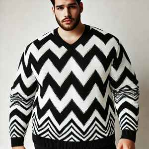 Sweat-shirt d'hiver pour homme en laine 100% - Couleur unie - Col rabattu - Fermeture éclair - Épaisseur polaire - Anti-boulochage - Taille plus - Product Image 1