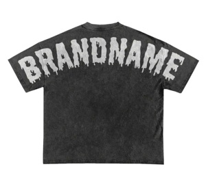 Logo personnalisé imprimé graphique surdimensionné coupe ample grand T-shirt pour hommes 100% coton lourd col rond lavé à l'acide T-shirt - Product Image 4