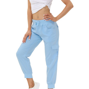 Femmes coton vêtements actifs pantalons de survêtement Cargo randonnée taille élastique séchage rapide léger Satin décontracté cordon été en plein air - Product Image 2