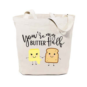 กระเป๋าผ้าแคนวาสแบบเปิด-ปิด You're My Butter Half - Product Image 1
