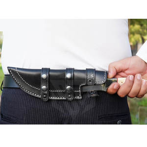 Funda de cuero genuino de alta calidad para cuchillo, funda de transporte para cuchillos de hoja fija, cuchillos de caza al aire libre - Product Image 3