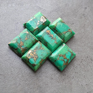 AAA + Qualité Naturel Vert Cuivre Turquoise Rectangle Forme Facette Coupe FlatBack Calibré WholesaleGemstones AllSizesAvailable - Product Image 6