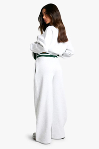 กางเกงวิ่งขายาวผ้าขนแกะเทอร์รี่100% สัมผัสนุ่มผ้าคอตตอนเอวตรงกันข้ามเล็กๆสีเทาสำหรับผู้หญิง - Product Image 3