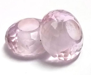 Quartz rose Hydro 8mm perles de cristal 14.5mm rondelle facette gros trou perle 5mm perceuse pierre précieuse 13.5 Ct grand trou Bracelet brin - Product Image 3