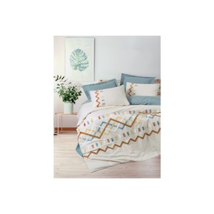 Mellow Mint Cotton Box Puff Embroidered Double Duvet <b>Cover</b> Set King Size 4pc Geometric Bedding for Home <b>Sofa</b> <b>Bed</b> Warm for Winter - Product Image 1