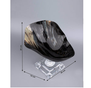 Bol en corne de buffle naturel sur support en acrylique Pièce maîtresse décorative de luxe Vente chaude Bol décoratif en buffle Service de rasage - Product Image 2