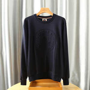 Sweats à capuche et sweat-shirts pour hommes de haute qualité Basics Cotton Blended 3D Embossed Design Custom Cotton Fleece Logo Embroidery Crewneck - Product Image 4