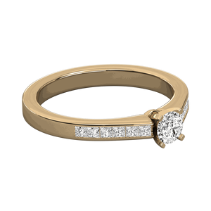 Bague solitaire avec diamant rond et diamant taille princesse - Product Image 6