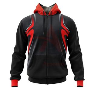 Stylish Black <b>Red</b> <b>Men's</b> Autumn Hoodies <b>Fleece</b> Graphic Design 100% Cotton Material 280 GSM Full Zip Adjustable Hood Pockets - Product Image 1