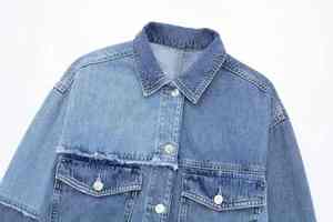 Veste en jean tendance pour femme, style 2024, personnalisée, déchirée, effet délavé, streetwear, veste en jean élégante pour femme - Product Image 3