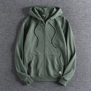 Autumn Men's Hooded Sweatshirt <b>Cardigan</b> 100% Cotton Basic Solid Color Sports Running Fitness Outfits Youth Male <b>Coat</b> All Matched - Product Image 3