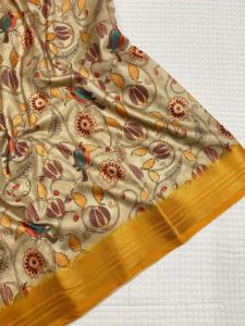 Dernier concepteur Tussar Silk Saree Nouvelle arrivée Style moderne pur doux Kalamkari imprime pour les femmes mode fabriqué pour les adultes - Product Image 3