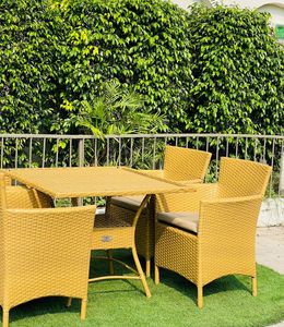 Moderno y Cómodo Juego de Mesa de Comedor de Ratán para Exteriores, 4 Plazas, para Restaurantes, Hoteles, Apartamentos, Casas de Campo y Villas |   Horti Club - Product Image 2