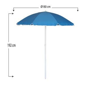 L'ombrellone da spiaggia a 8 costole regolabile in blu da 180cm con metallo e poliestere include borsa e Design a tema mare - Product Image 2