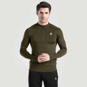Camiseta Deportiva GAI con Cuello Alto en Color Oliva, Corte Regular para la Temporada de Otoño - Product Image 2