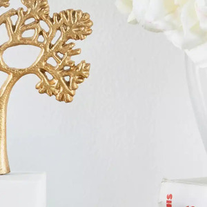 Sculpture d'arbre en aluminium décorative de table avec base en marbre plaqué or pour les sculptures abstraites de salon - Product Image 3