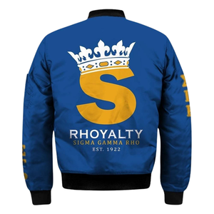 Chaqueta de Mujer de la Hermandad Sigma Gamma Rho SGRho, Azul Rey y Dorado, con Letras Griegas Bordadas de 1922 - Product Image 2