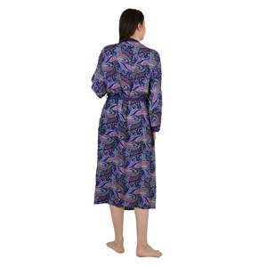 Elegant Floral Print Silk Blend Kimono Robe Long Dressing Gown Drawstring Customizable Free for Home Bridal Use ODM Woven - Product Image 3