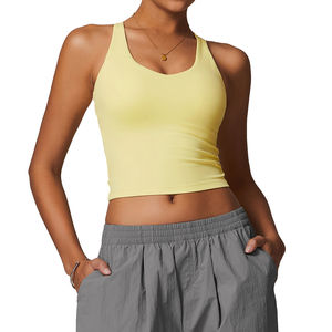 เสื้อกล้ามใส่วิ่งสำหรับผู้หญิงใส่ในฤดูร้อนเสื้อถักรัดรูปคอวีลึกผ้าโพลีเอสเตอร์ปรับได้ระบายอากาศได้โลโก้ตามสั่ง - Product Image 2