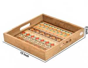 Servicio de camareros Bandeja de madera Meena Impreso Comida de la mejor calidad Acabado seguro Bandeja de servicio de madera Exhibición de alimentos Bandejas decorativas - Product Image 6