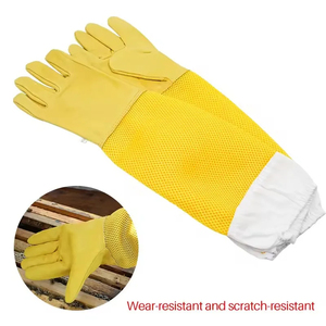 Guantes de apicultura Guantes gruesos de piel de cabra para hombres y mujeres con mangas largas de lona resistente - Product Image 2